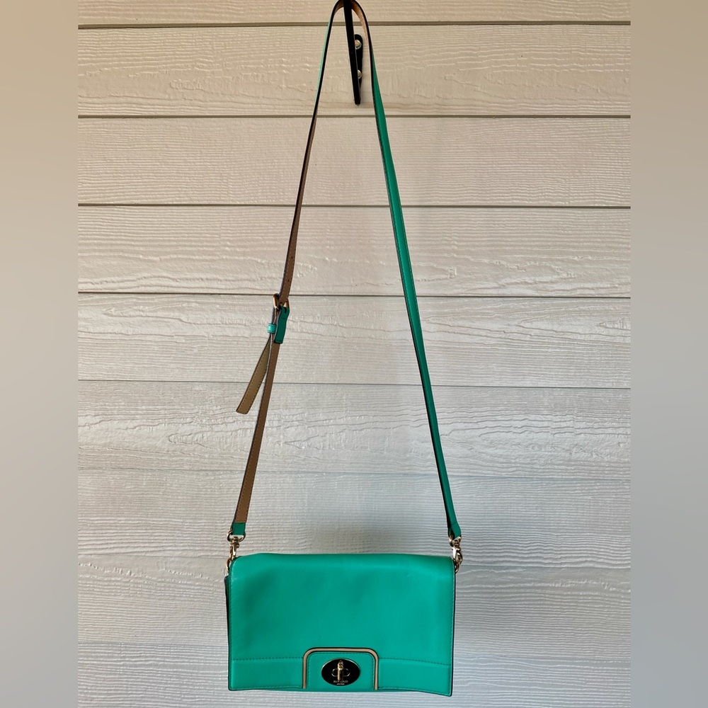 kate spade New York Turquoise Green Leather Hampton Road Juliana Crossbody Bag